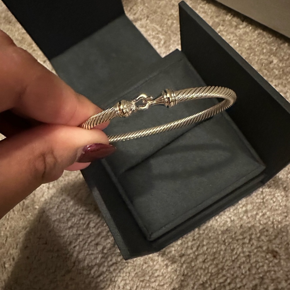 David Yurman buckle classic cable bracelet sterling silver and 18k yellow gold